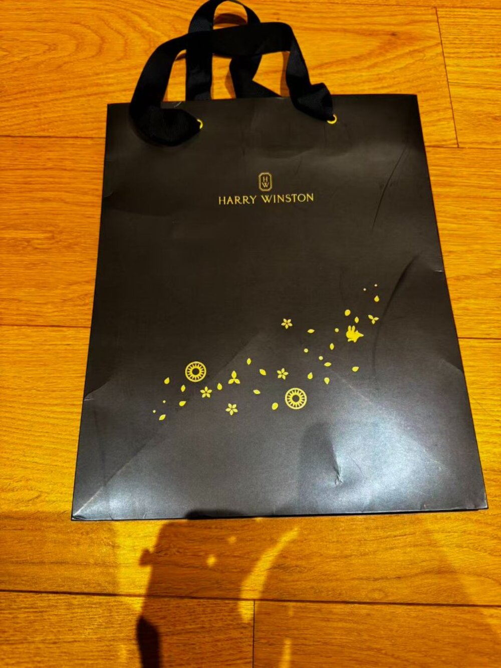 Harry Winston Black and Gold Branded Gift Bag